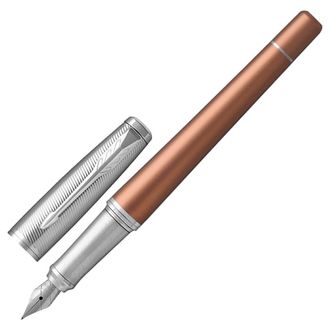 Ручка подарочная перьевая PARKER "Urban Premium Orange CT", светло-коричневый корпус, хромированные детали, синяя, 1931625