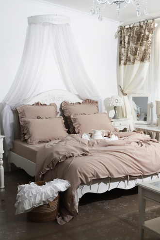 Постельный комплект с оборками "бежевый" (хлопок 100%)
