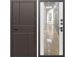 Дверь входная Вертикаль венге Зеркало белый софт