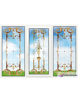 Витражная пленка, витражная пленка самоклеющаяся,пленочный витраж с классическим рисунком прозрачная