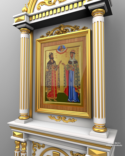 Напольный киот, Пётр и Феврония киот, икона