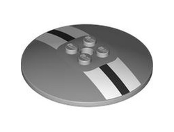 Dish 6 x 6 Inverted Radar - Solid Studs with Black and White Stripes on Metallic Silver Background Pattern, Light Bluish Gray (44375bpb25 6463327)