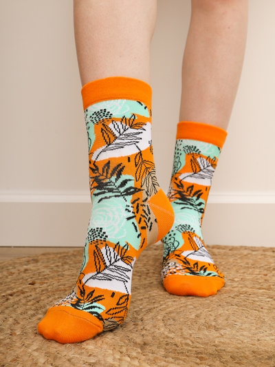 Носки Приятно "Листья на оранжевом"
