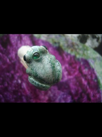 Кольцо-талисман с изумрудом &quot;Исполняющая желания, Древняя Лягушка&quot;