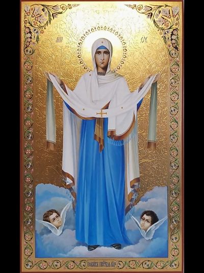 Покров Пресвятой Божией Матери. Рукописная икона.