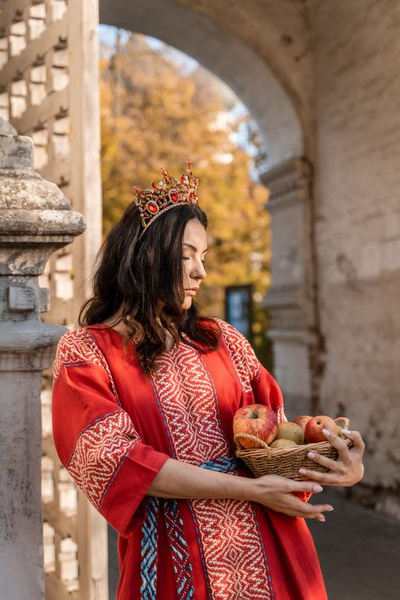 Платье "Красный Рассвет" ручное ткачество