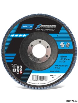 Круг лепестковый торцевой КЛТ 125х22 P40 Norton XTREME