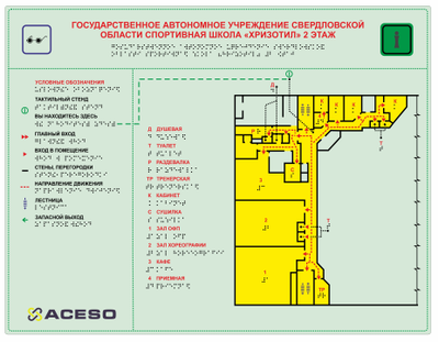 Мнемосхема светонакопительная тактильная фотолюминесцентная на ПВХ 3 мм. Размер 600 x 800 мм