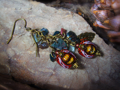 "Пчёлы с медовых лугов", комплект украшений в стиле бохо-шик