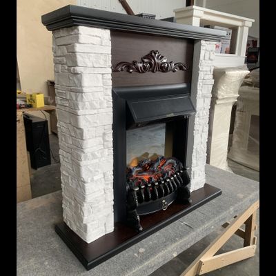 Электрокамин Malta AO белый камень с очагом Fobos