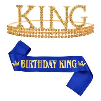 Корона King золото с синей лентой