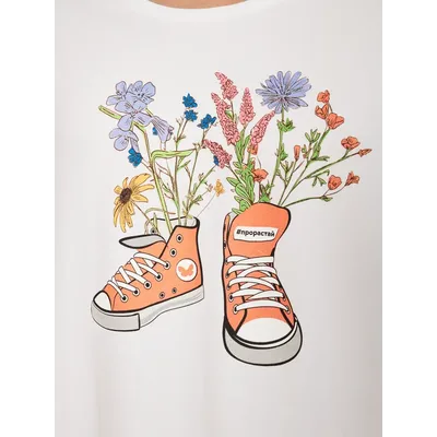 МУЖСКАЯ ФУТБОЛКА БЕЛЫЙ "ЦВЕТОЧНЫЕ КЕДЫ"