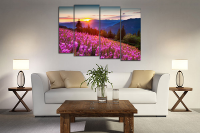 Модульная картина "Цветущий склон"