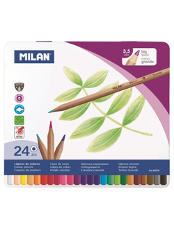 Карандаши цветные Milan, 24 цв., 6-гран., в металл. упак., 80058