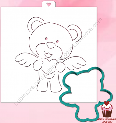 Трафарет+форма «Мишка с крылышками»