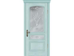 Дверь  со стеклом Венецианка, цвет бирюза.