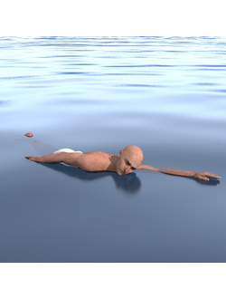 пляж Мужчина плывет