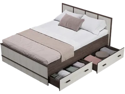 Кровать двуспальная "Сакура" 1600 с выдвижными ящиками (БТС)