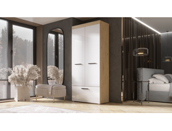 ЛДСП Шкаф БАСТОН 0,9 Дуб Вотан/Белый глянец