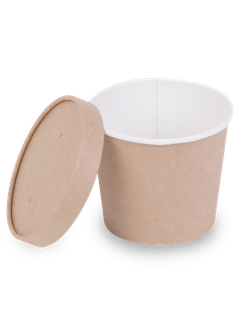 Супник с картон. крышкой (крафт/белый), 435мл
