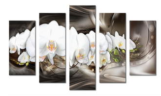 модульная картина 80 х 140 см Белая орхидея на сером
