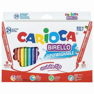 Фломастеры двухсторонние CARIOCA (Италия) "Birello", 24 цвета, суперсмываемые, 41521, 2 набора