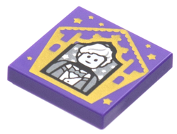 Tile 2 x 2 with Groove with HP Chocolate Frog Card Newt Scamander Pattern, Dark Purple (3068bpb1751 / 6342521)