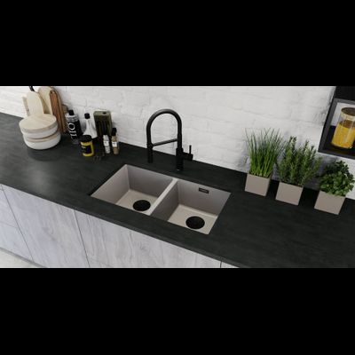 Отводная арматура Blanco InFino® с переливом черный матовый две чаши  239979