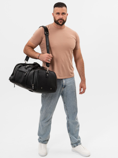 Кожаная дорожная сумка / рюкзак Napoli black 
(арт. 4034-01)