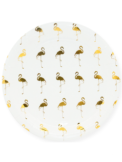 Тарелки (9''/23 см) Золотой фламинго, Белый, Металлик, 6 шт.