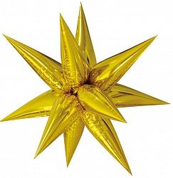 Фольгированный шар (26&#039;&#039;/66 см) Фигура, Звезда составная, Золото, 1 шт.