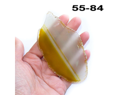 Агат тонированный (срез) желтый №55-84: с отв. - 102*54*4мм