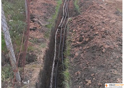 Прокладка бронированного кабеля на участке СНТ ИВАНМАСТЕР
