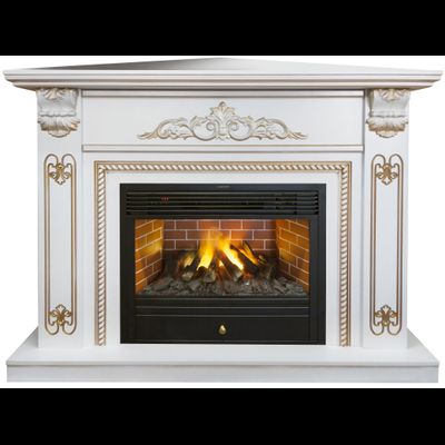 Угловой электрокамин Византия WT с очагом 3D Novara 26