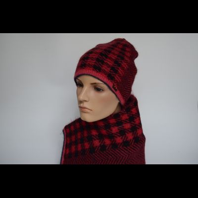 Клетчатый шарф с зигзагом Vizio Италия 8076 S красный