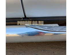 Пороги труба с проступью из алюминиевого рифленого листа d76 для Suzuki Grand Vitara (2013-2015)