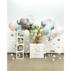 Большой набор на День Рождения с коробкой сюрприз, цифрой, фигурой, баблс, цепочки