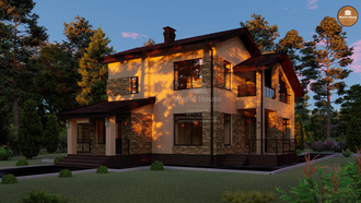 Дом из газобетона в два этажа в 210м2. Готовый проект №112.