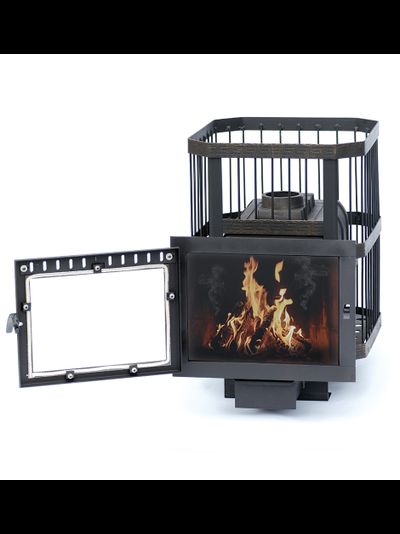 Печь банная чугунная"Сибирь-20". Панорамная дверца (сетка)