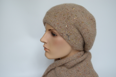 Шарф светло - коричневый и берет Визио комплект
