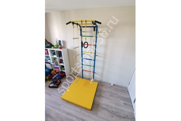 ДСК-12.с "Атлет-2ц", цветные ступеньки ПВХ, цвет синий + Мат гимнастический 1,0х1,0х0,1 м складной