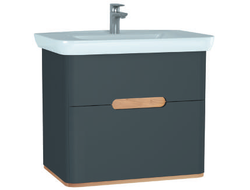 Шкаф VitrA Sento с раковиной, с 2 ящиками, 80 см, с LED подсветкой, цвет матовый антрацит, 60836