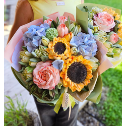 Малый букет цветов из зефира ручной работы