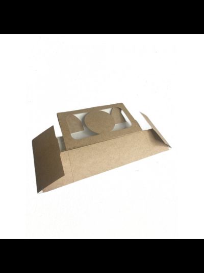 Коробка для десерта (крафт/белая), 172*101*55мм