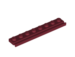 Plate, Modified 1 x 8 with Door Rail, Dark Red (4510 / 6273164 / 6376639)