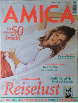Amica Magazine July 1999 Elle McPherson, Keanu Reeves, Женские иностранные журналы, Intpressshop