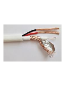 Коаксиальный кабель КВК белого цвета 2 жилы питания, 0,75 мм (КВК В 2х0,75