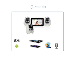 Samsung, двухрежимная видеоняня Samsung SEW-3053WPX2 (Wi-Fi и FHSS) с сенсорным монитором и моторизированной видеокамерой (3 шт.) с DVR и P2P, HD