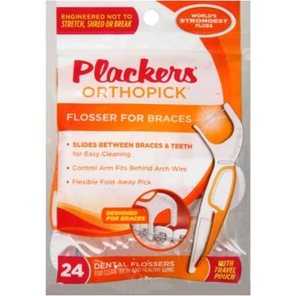 Флоссер Plackers Orthopick с запатентованной нитью Tuffloss, Plackers, 24 шт.
