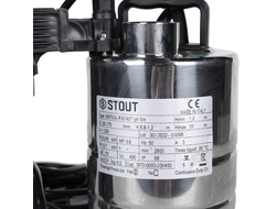 Насос дренажный STOUT, с вертикальным поплавком, кабель 10 м, 230V, Q=175 л/мин, H=10 м (Арт.SPD-000
